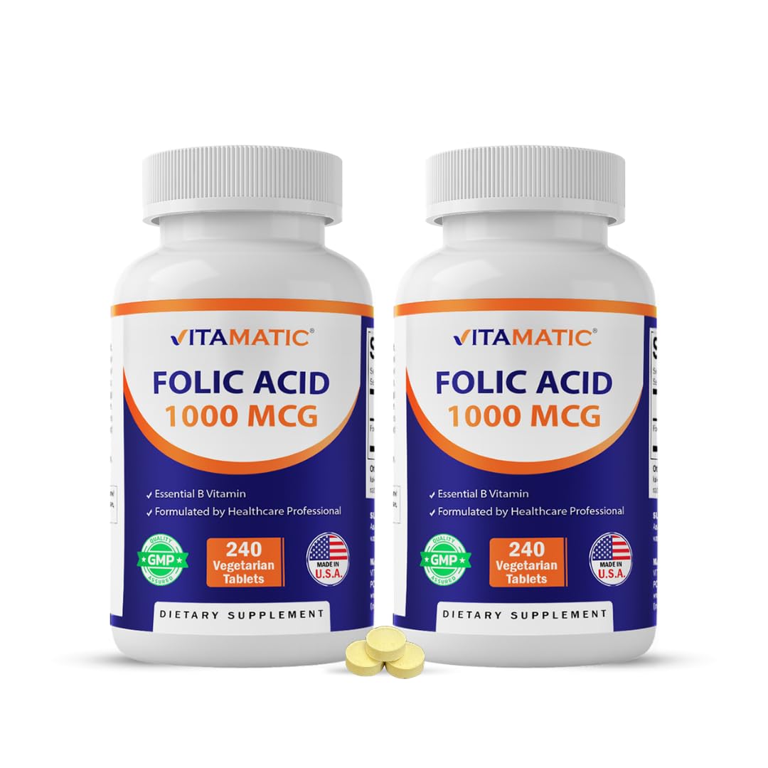 Vitamatic Folic Acid 1000 mcg Tablets, 480 Count