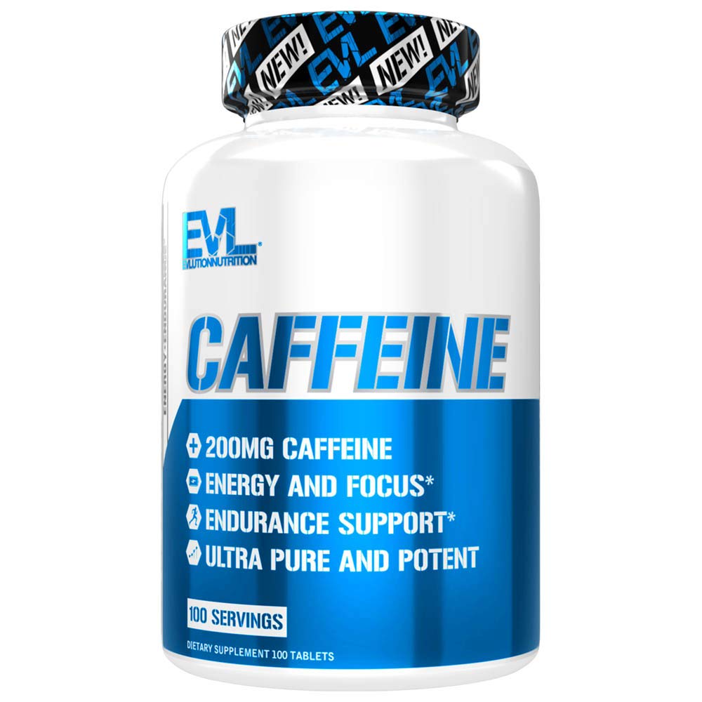 Evlution Caffeine - Energy, Focus, & Endurance Support Tablets, 100 Count