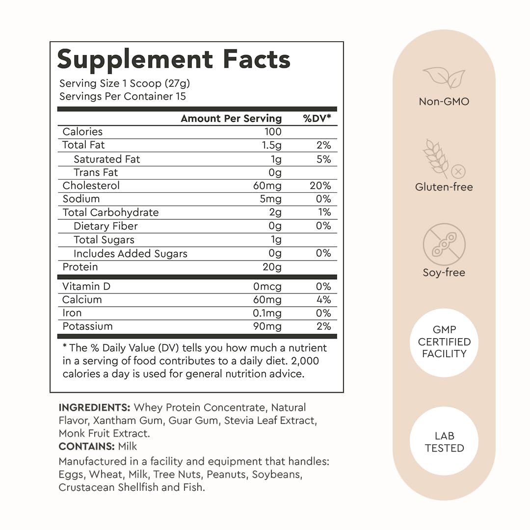 Alaya Naturals Grass Fed Whey Protein Powder Vanilla Flavor 13.9 Ounce