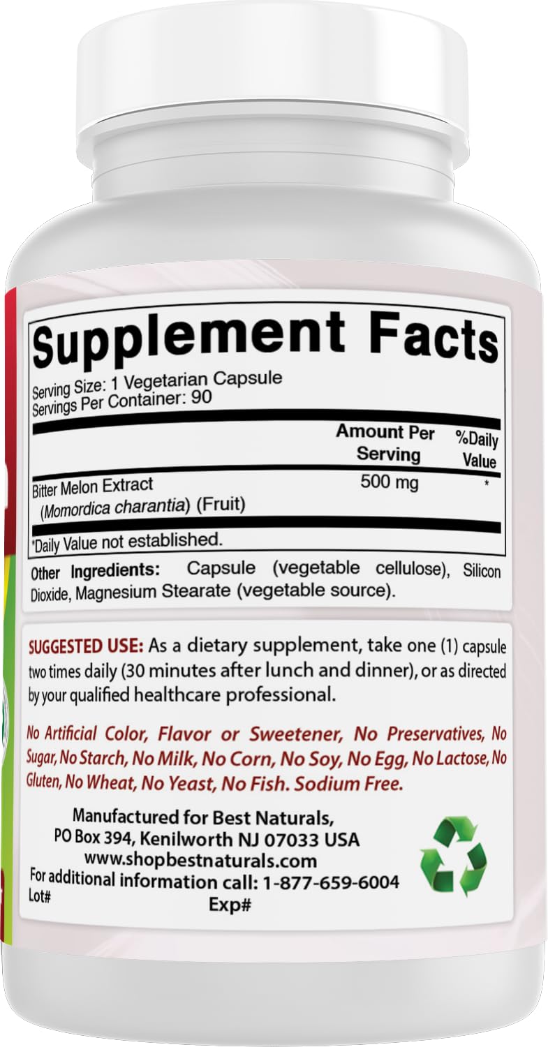 Best Naturals Bitter Melon 500 mg Capsules 180 Count