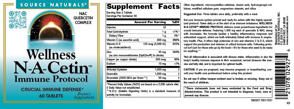 Source Naturals N-A-Cetin Immune Protocol Tablet, 60 Count