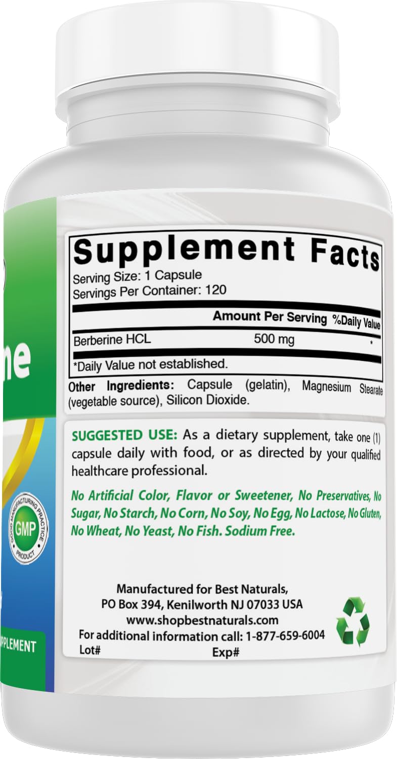 Best Naturals Berberine 500mg Capsule, 120 Capsules