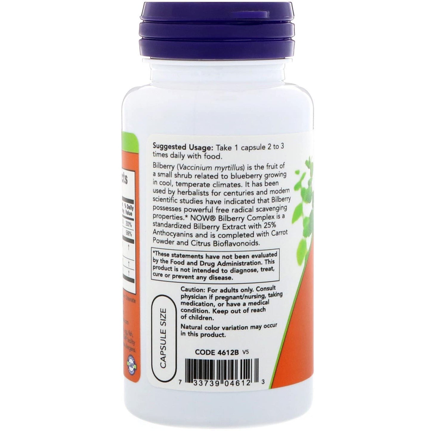 NOW Foods Bilberry Comp 80Mg Capsule, 1 Capsule