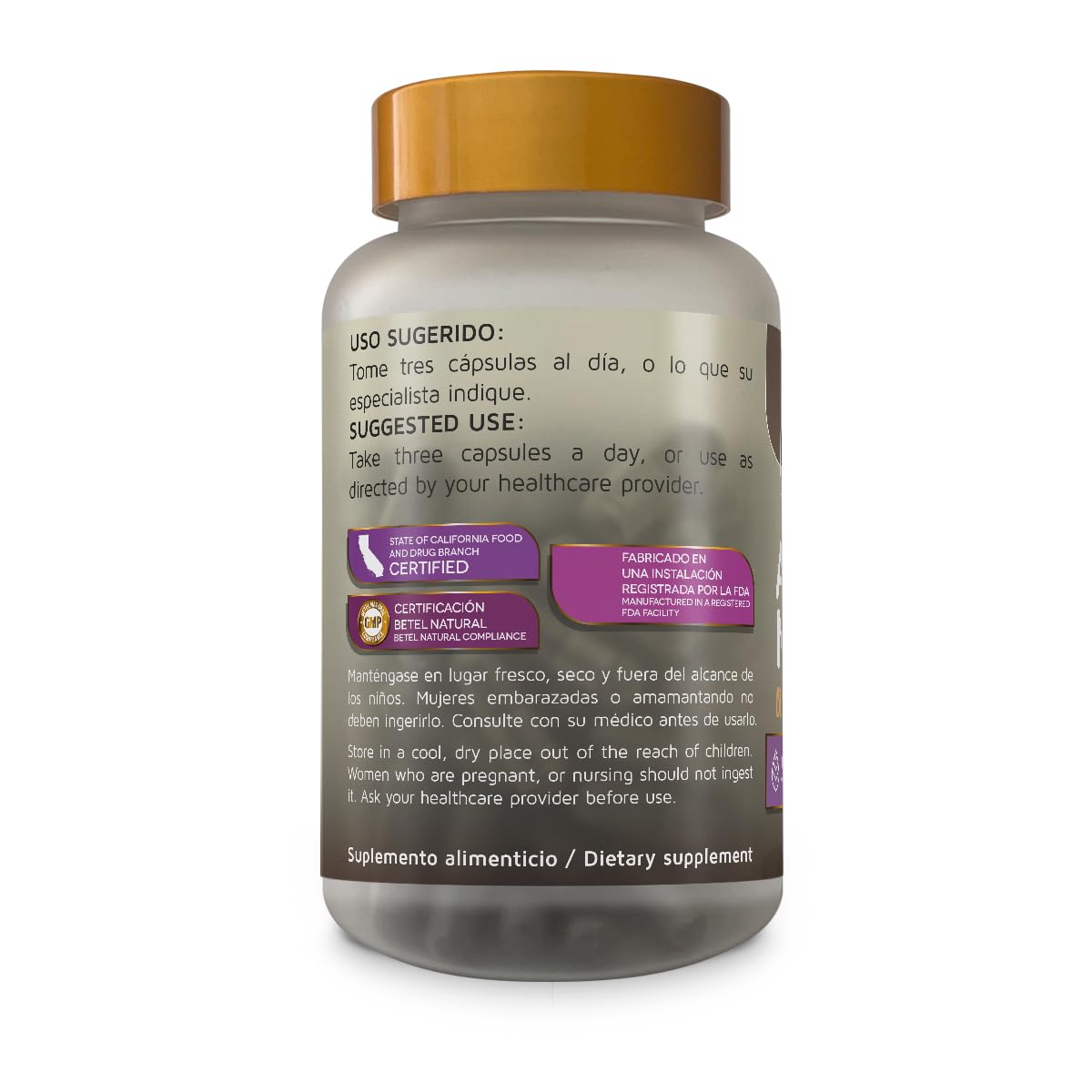 Betel Natural AJO Negro/Black Garlic 1500 mg per Serving Capsules, 1 Count
