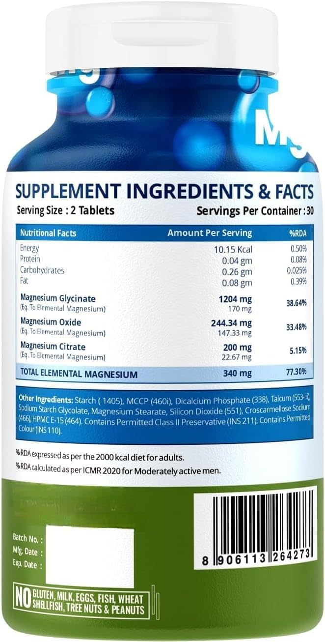 Generic Magnesium Citrate + Glycinate 1648 mg Supplement Tablets, 60 Count