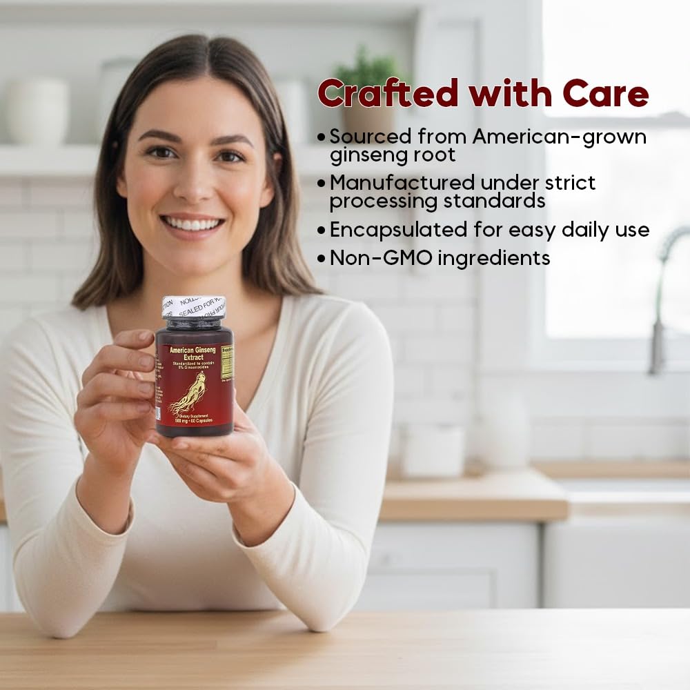 Nu-Health American Ginseng 500mg, 5% Ginsenosides, 60 Capsules