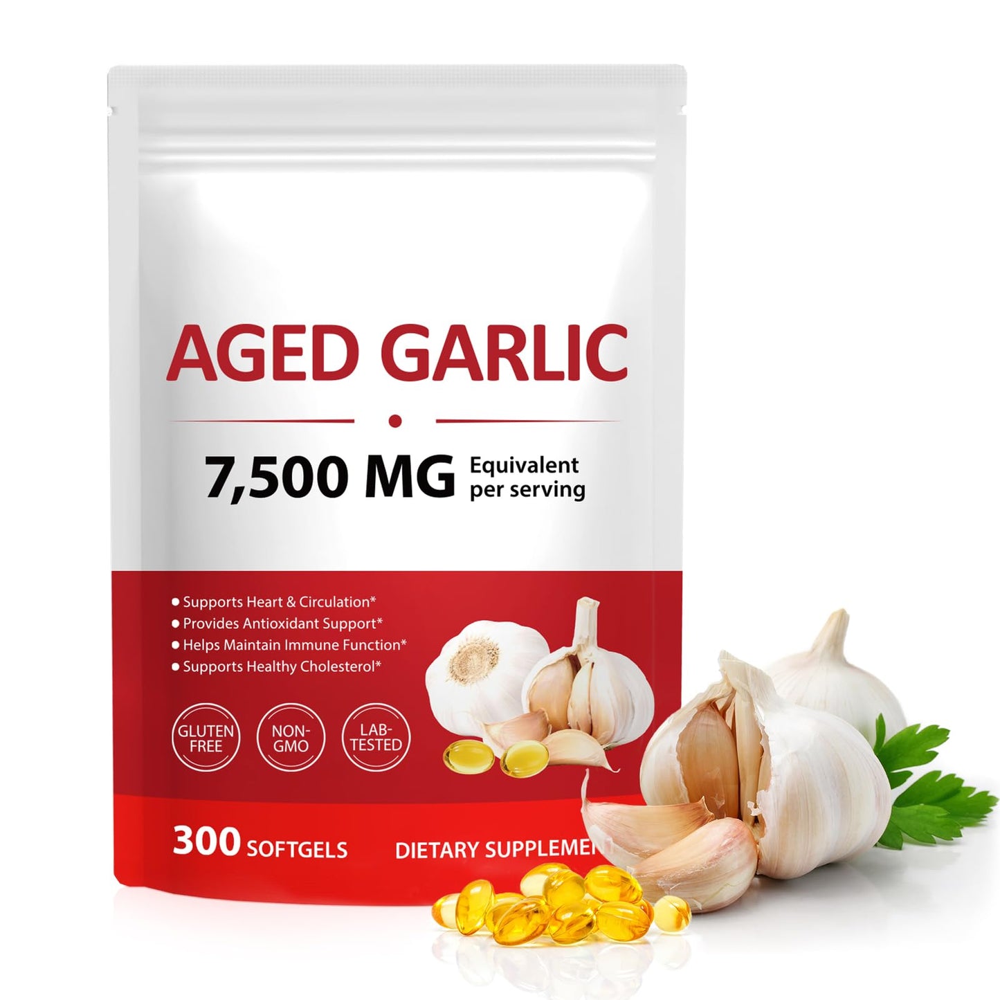 BKKTfBWK Organic Aged Garlic Extract Capsules, 300 Count