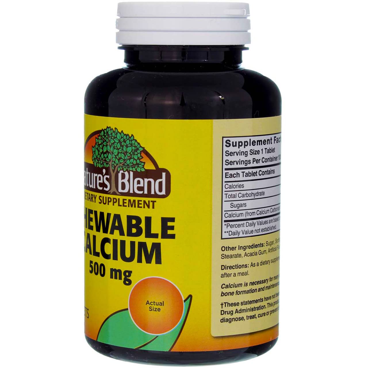 Nature's Blend Calcium Chewable Bavarian Cream 500 mg, 100 Tablets