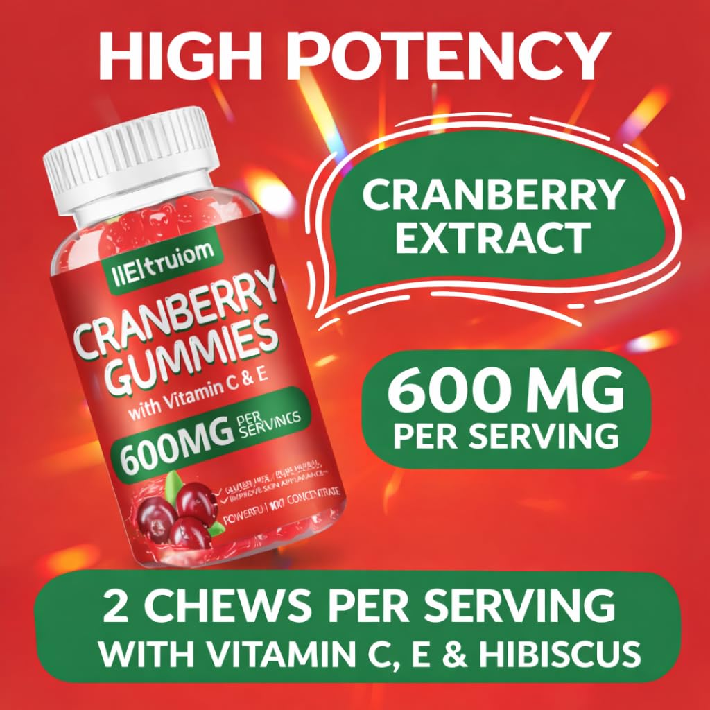 IIEltruiom Cranberry 600mg with Vitamin C & E Hibiscus Blend Sugar Free Gummies 120