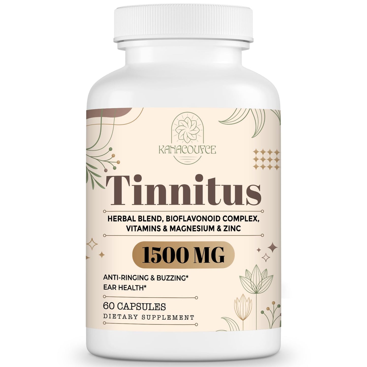 Kanacoufce Tinnitus Supplement for Ringing Ears Capsules, 60 Count