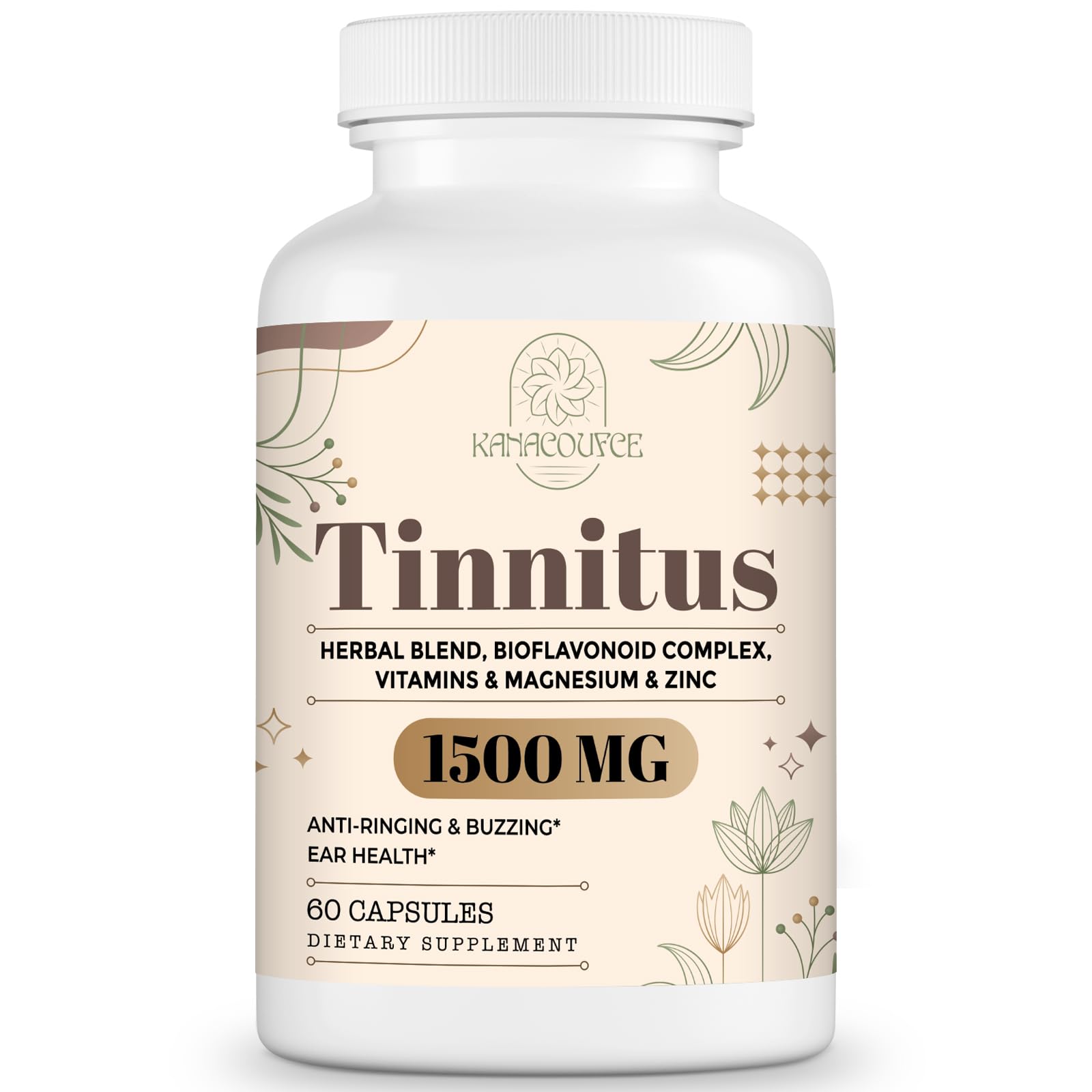 Kanacoufce Tinnitus Supplement for Ringing Ears Capsules, 60 Count