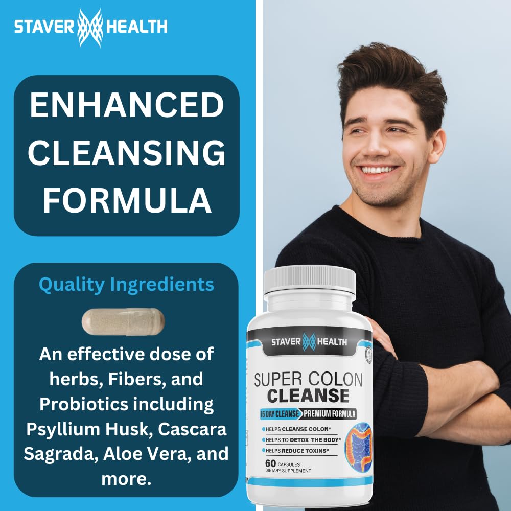 Staver Health Super Colon Cleanse Capsules, 60 Count