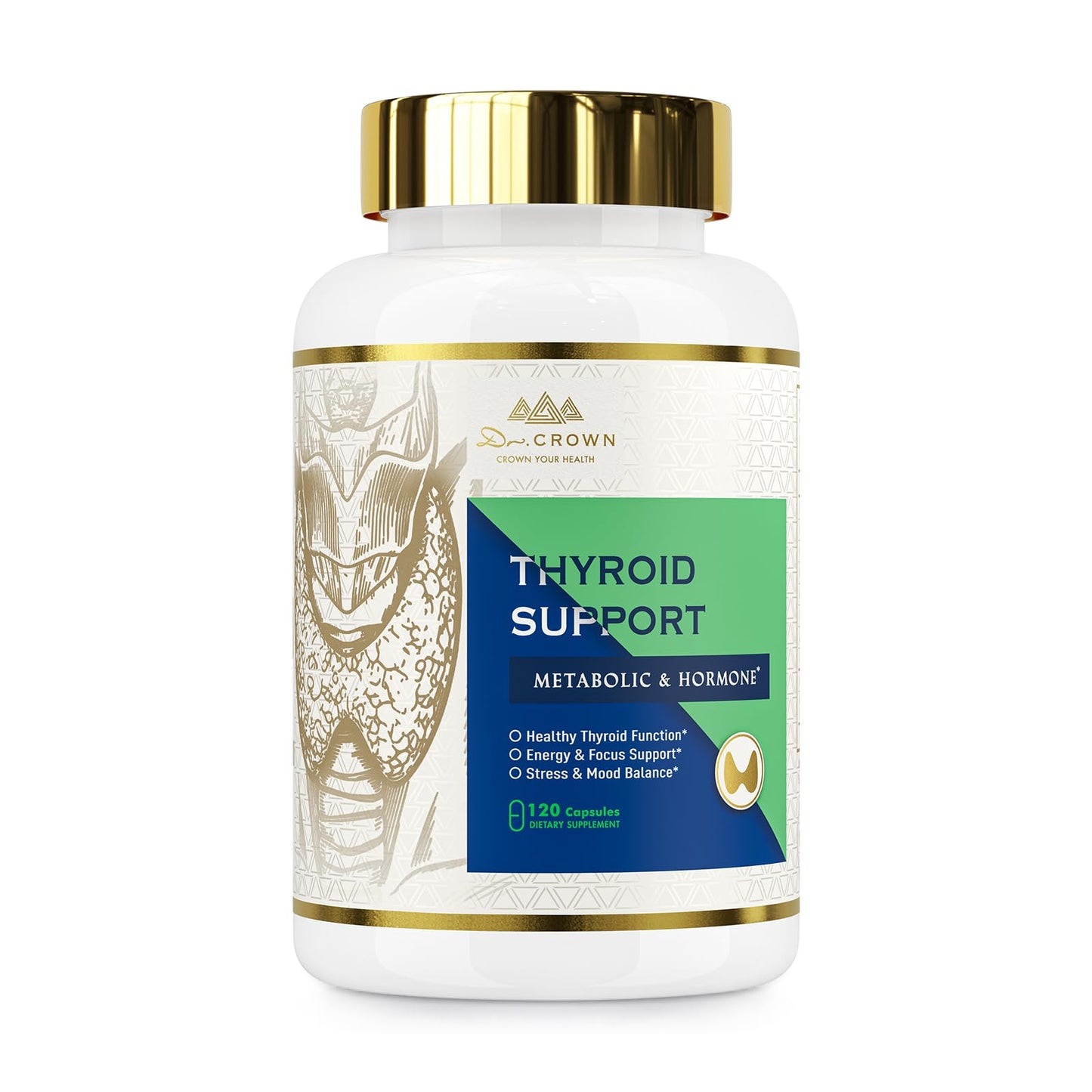 DR. CROWN Thyroid Support Supplement Capsules 120 Count