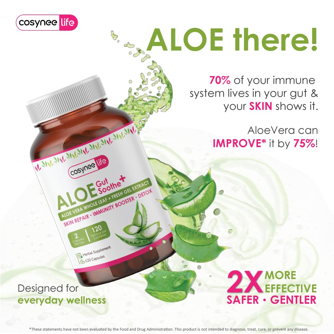 Cosynee Life Aloe Vera Leaf Extract 300mg Capsule, 120 Count