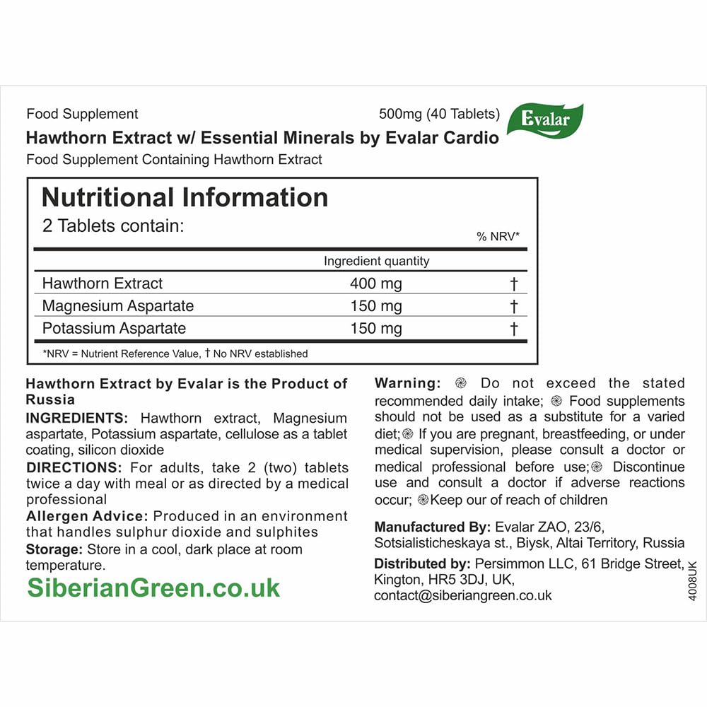 Evalar Hawthorn Cardio Tablets, 40 Count