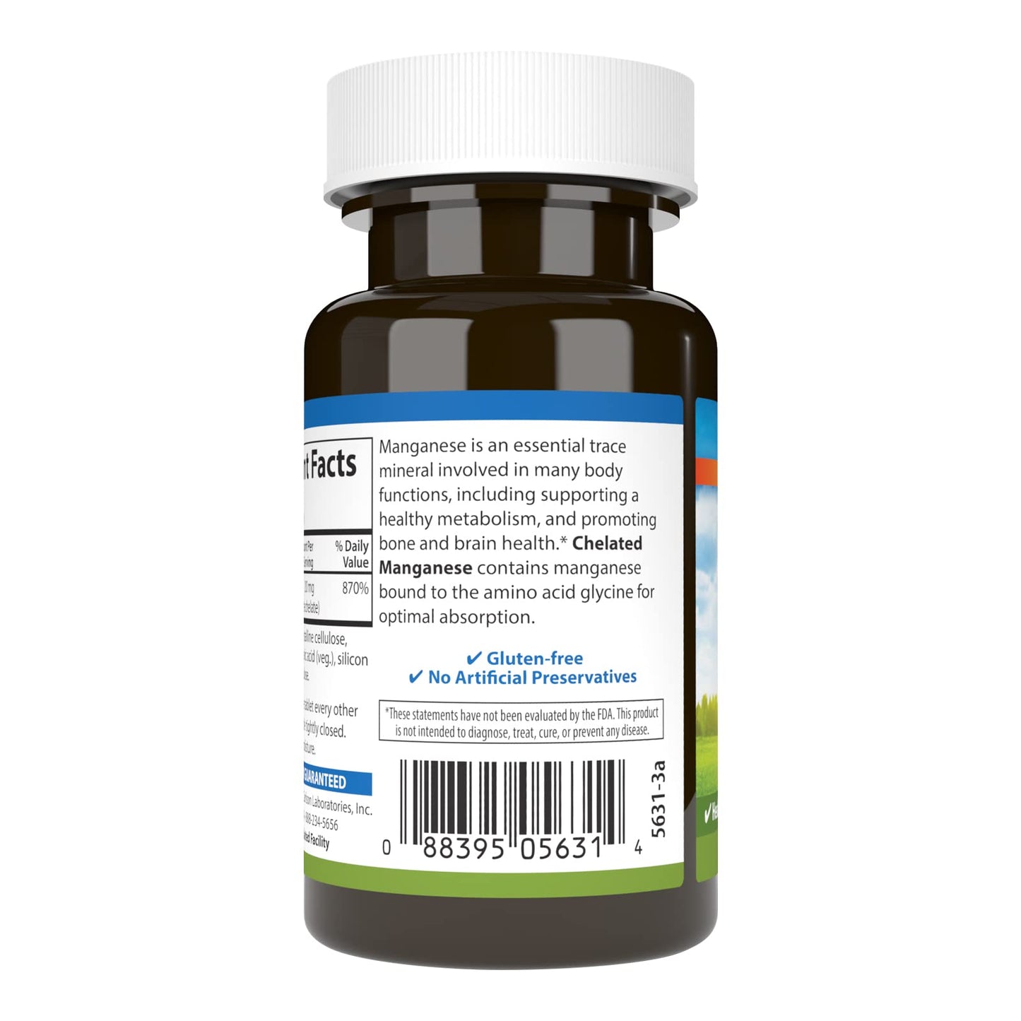 Carlson Chelated Manganese 20 mg Tablets, 100 Count