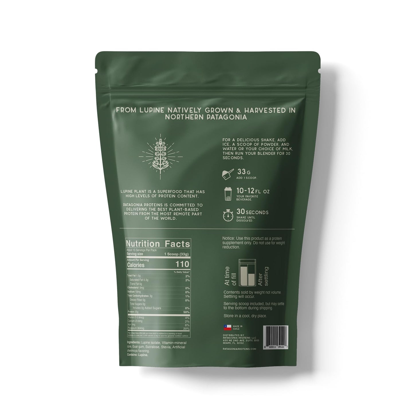 Patagonia Proteins Vegan Protein Harvested in Patagonia Inca Cherimoya Protein Powder 17.6 oz