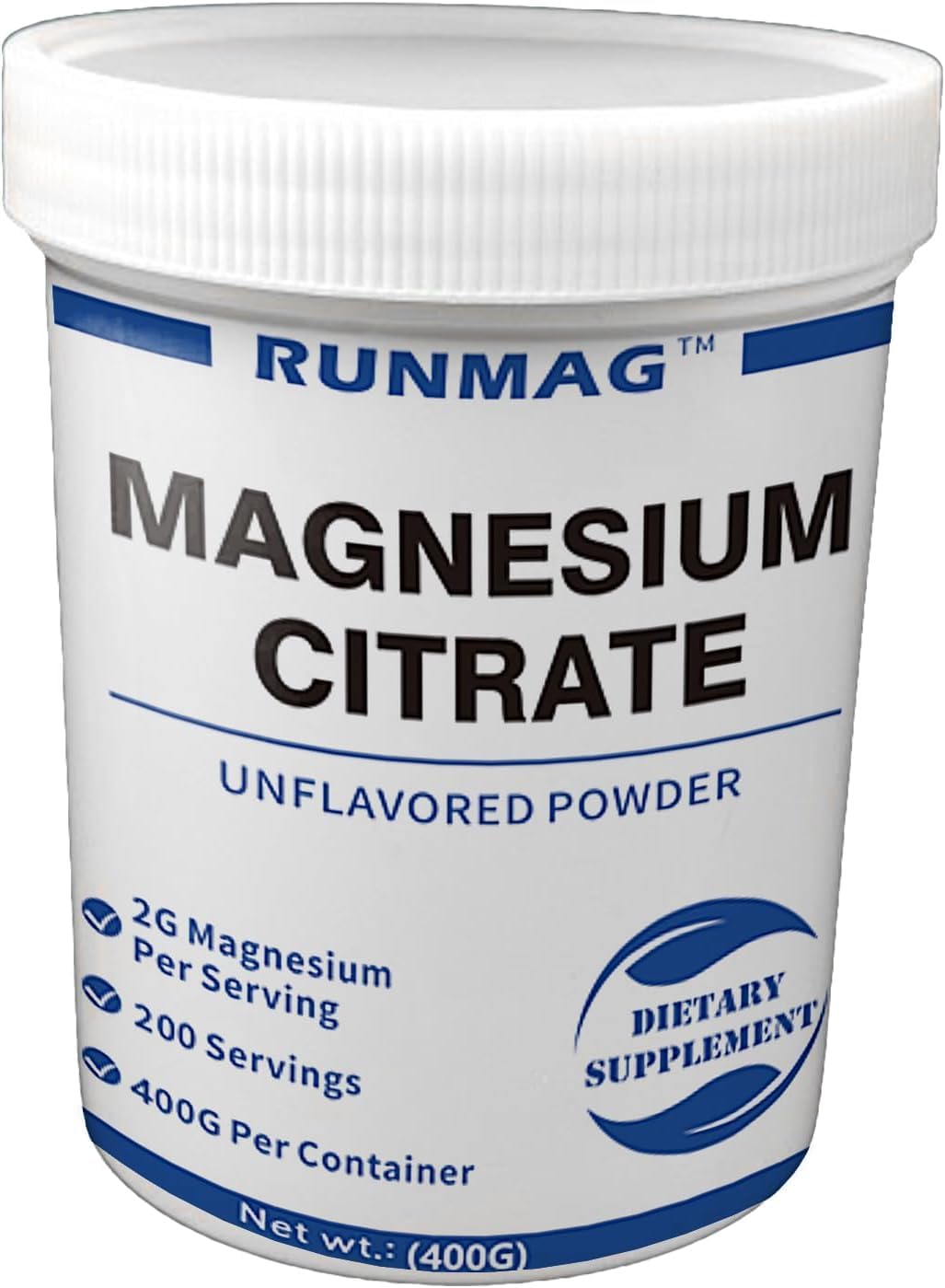 RUNMAG Magnesium Citrate Powder, Food Grade, Vegan Unflavored, 14.11 oz
