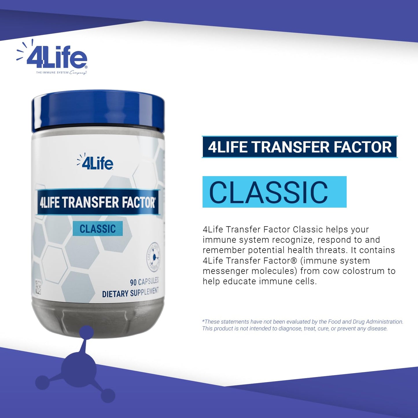 4Life Transfer Factor Classic with Cow Colostrum, 90 Capsules