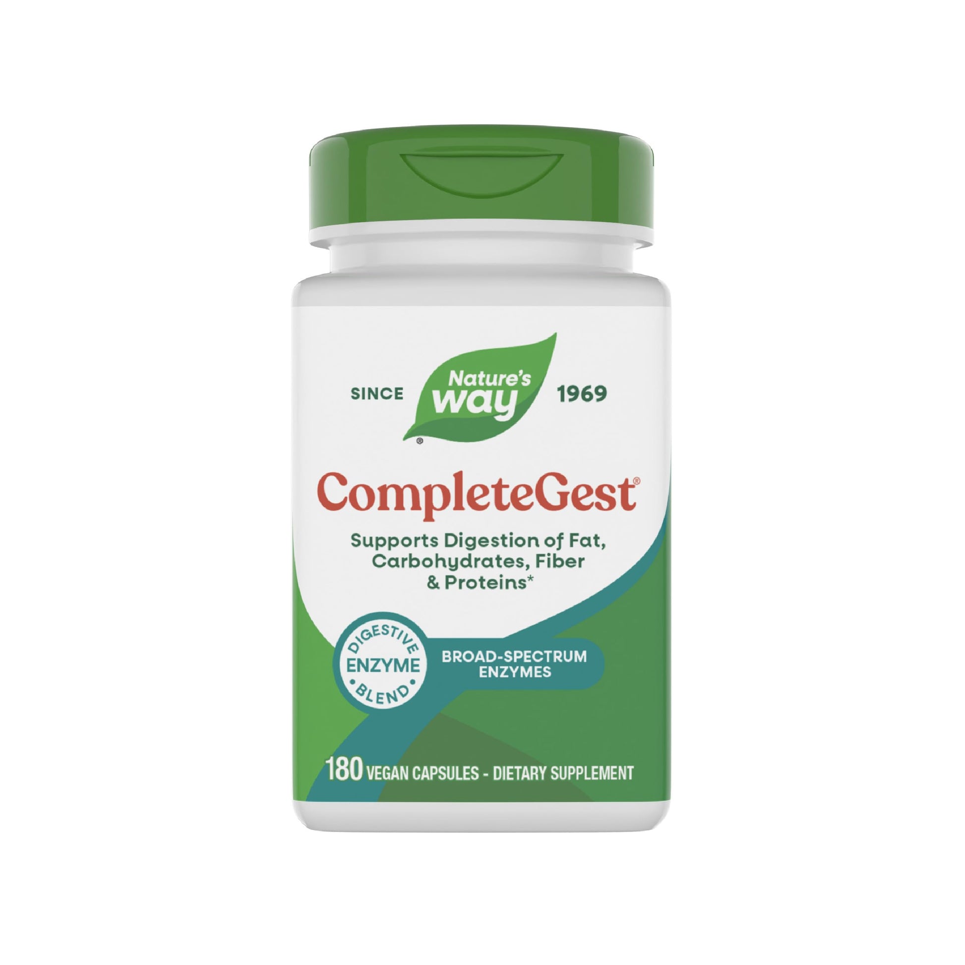 Nature's Way CompleteGest Complete Digestive Blend Vegan Enzymes Supports Digestion of Fat, Carbohydrates, Proteins & Fiber 180 Capsules