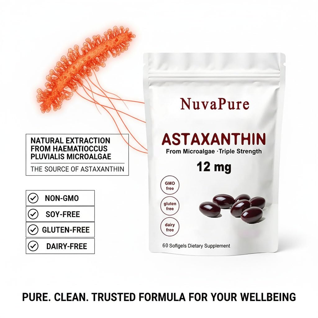 Snowpal Nuvapure Astaxanthin with MCT Oil - Pure 12mg Gummy, 1 Count