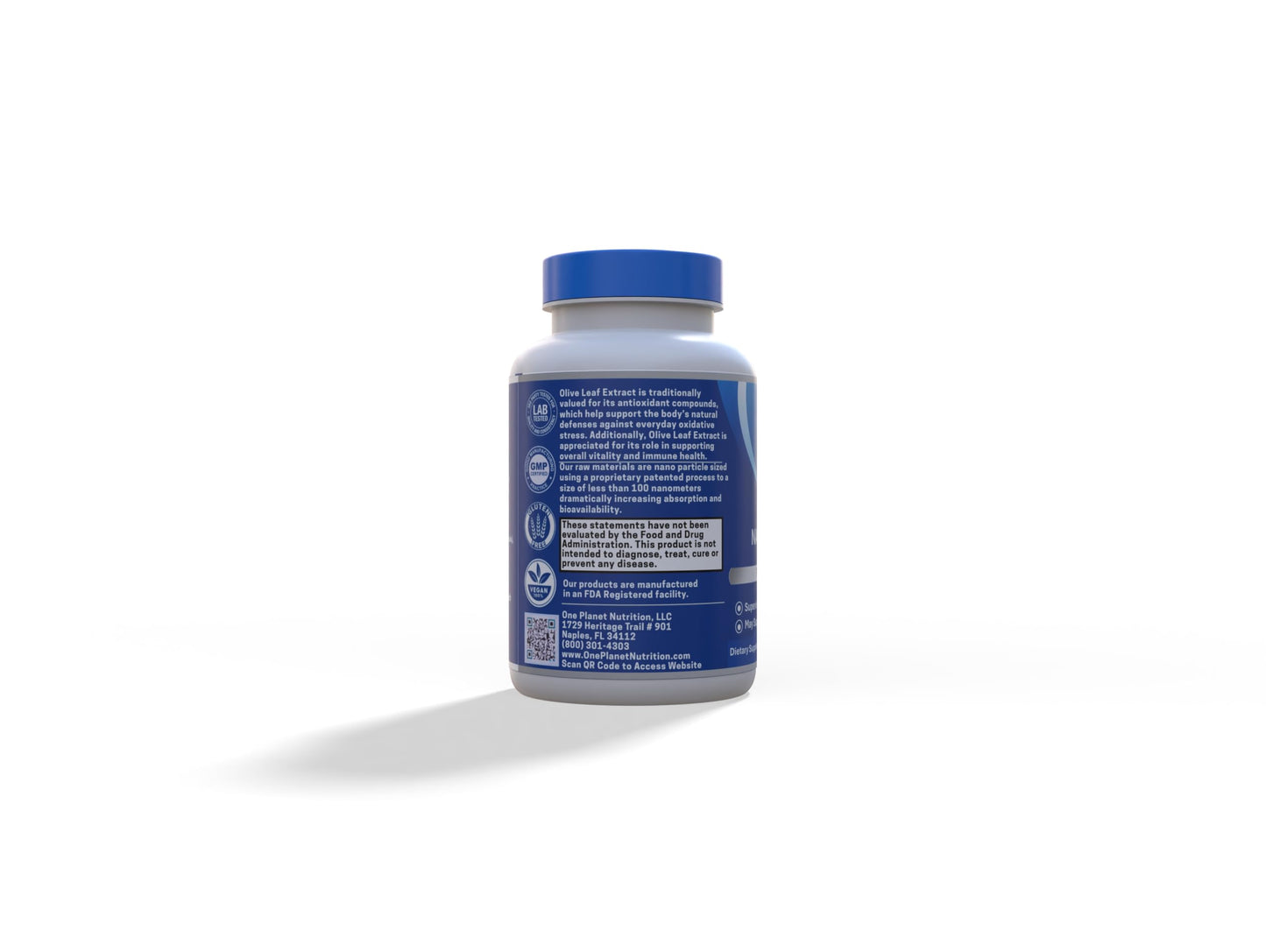 One Planet Nutrition Nano Olive Leaf 500 mg Capsules 120 Count