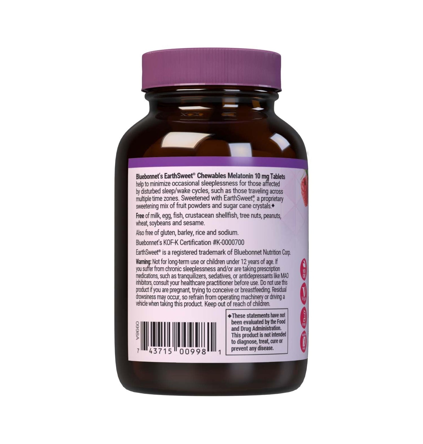 BlueBonnet EarthSweet Melatonin 10 mg Tablet, 60 Count