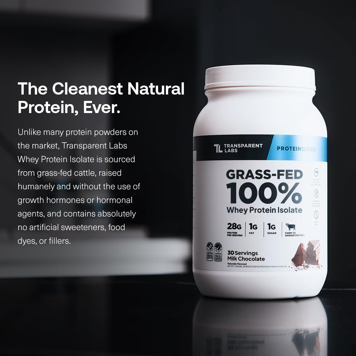 Transparent Labs Grass-Fed Whey Protein Isolate Powder 2.59 lb
