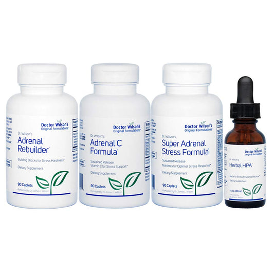 Doctor Wilson's Original Formulations Adrenal Fatigue Protocol Comprehensive Kit for Adrenal Support HPA Small Caplets 90