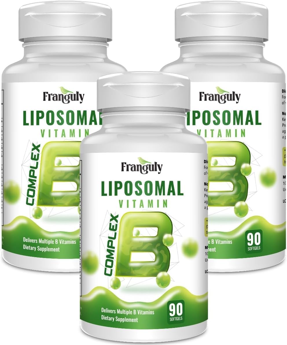 Franguly Liposomal B Complex for High Absorption Methylated B12, L-Methyfolate (5-MTHF), Full Active B Vitamins with Choline Inositol - Capsule, 90 Capsules