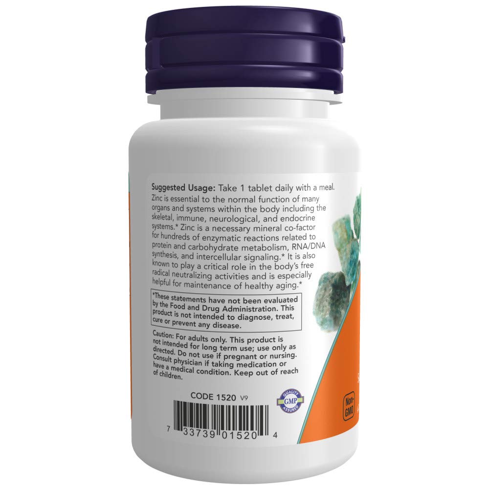 NOW Foods Zinc 50 mg Tablets 200 Tablets