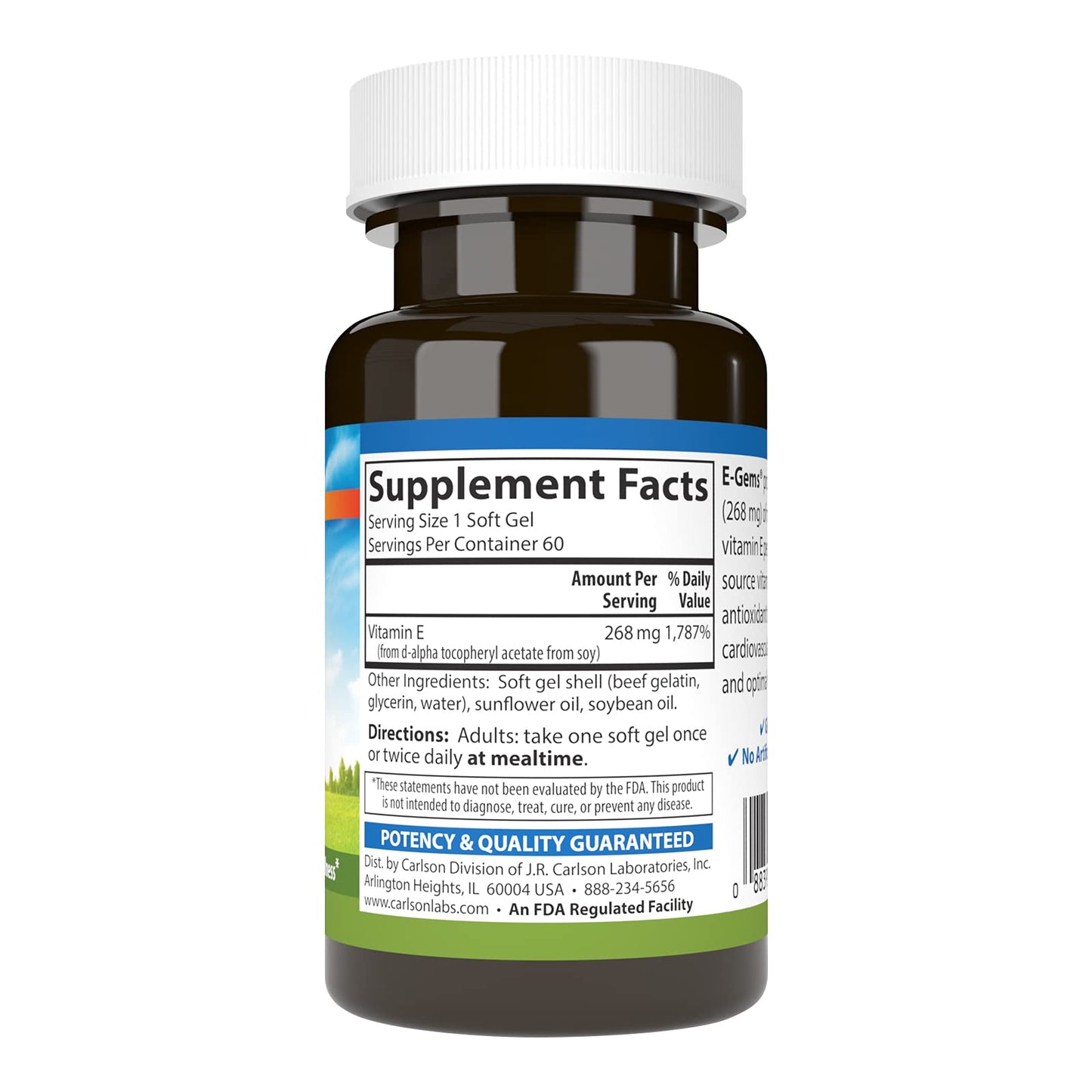 Carlson E-Gems Natural Vitamin E Softgels 120