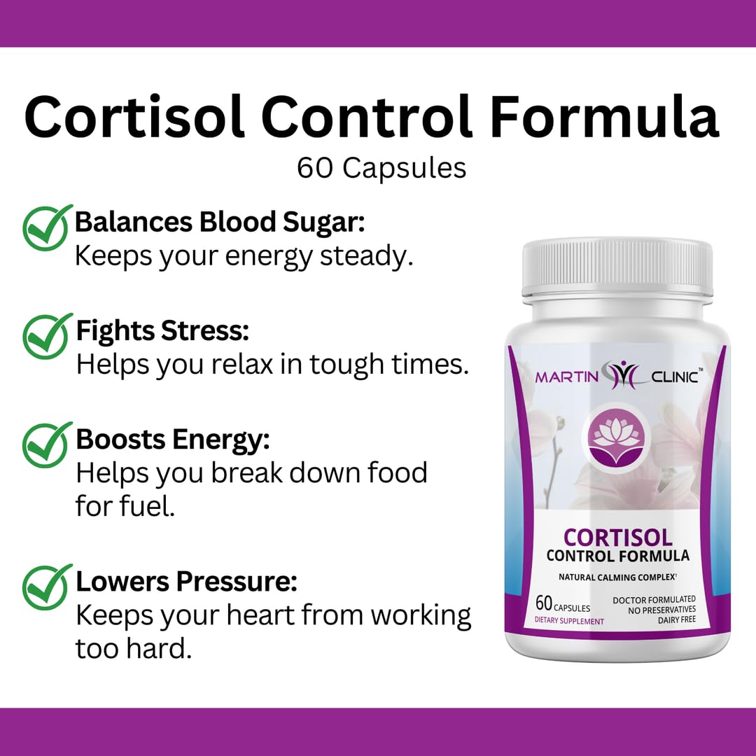 Martin Clinic Cortisol Stress Balance + Calm Recovery Daily Support for Healthy Stress Response & Emotional Stability, 60 Capsules