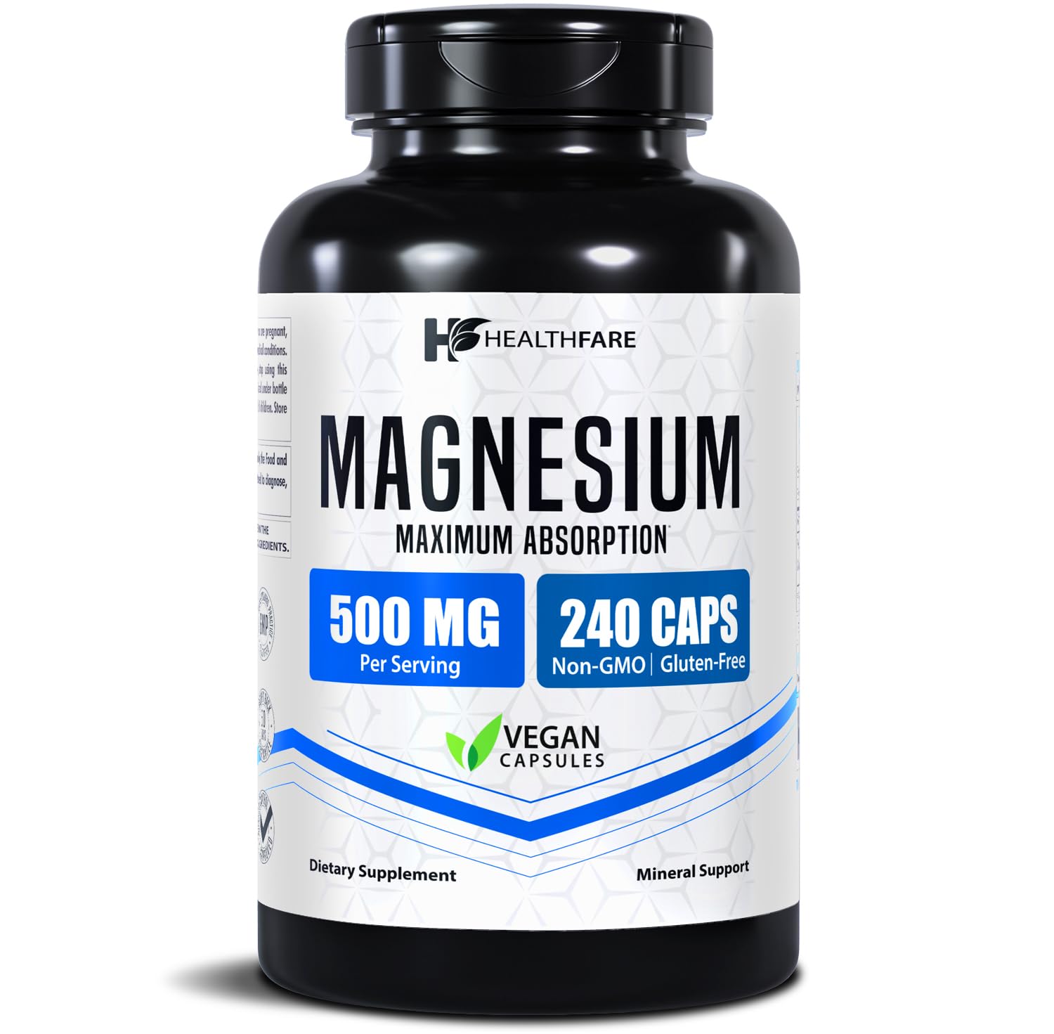 Healthfare Magnesium 500mg Capsules 240 Count