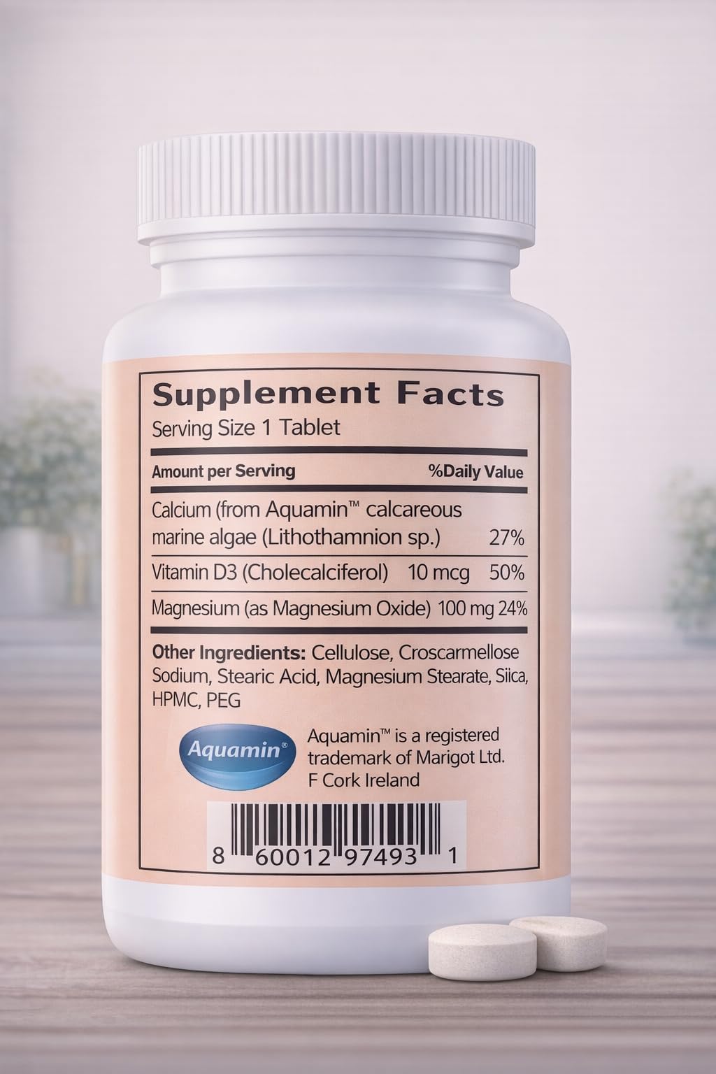 Giga Vita Aquamin Calcium with Vitamin D3 & Magnesium – Bone, Joint & Muscle Support – Plant-Based Marine Calcium from Red Algae – 60 Capsules