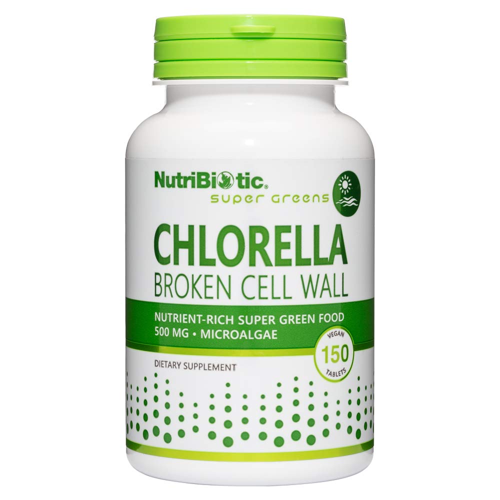 NutriBiotic Chlorella Super Green Food 500 mg Tablets, 150 Tablets