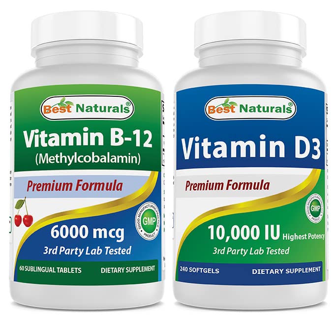 Best Naturals Vitamin B-12 6000 mcg & Vitamin D3 10000 IU Softgels 60