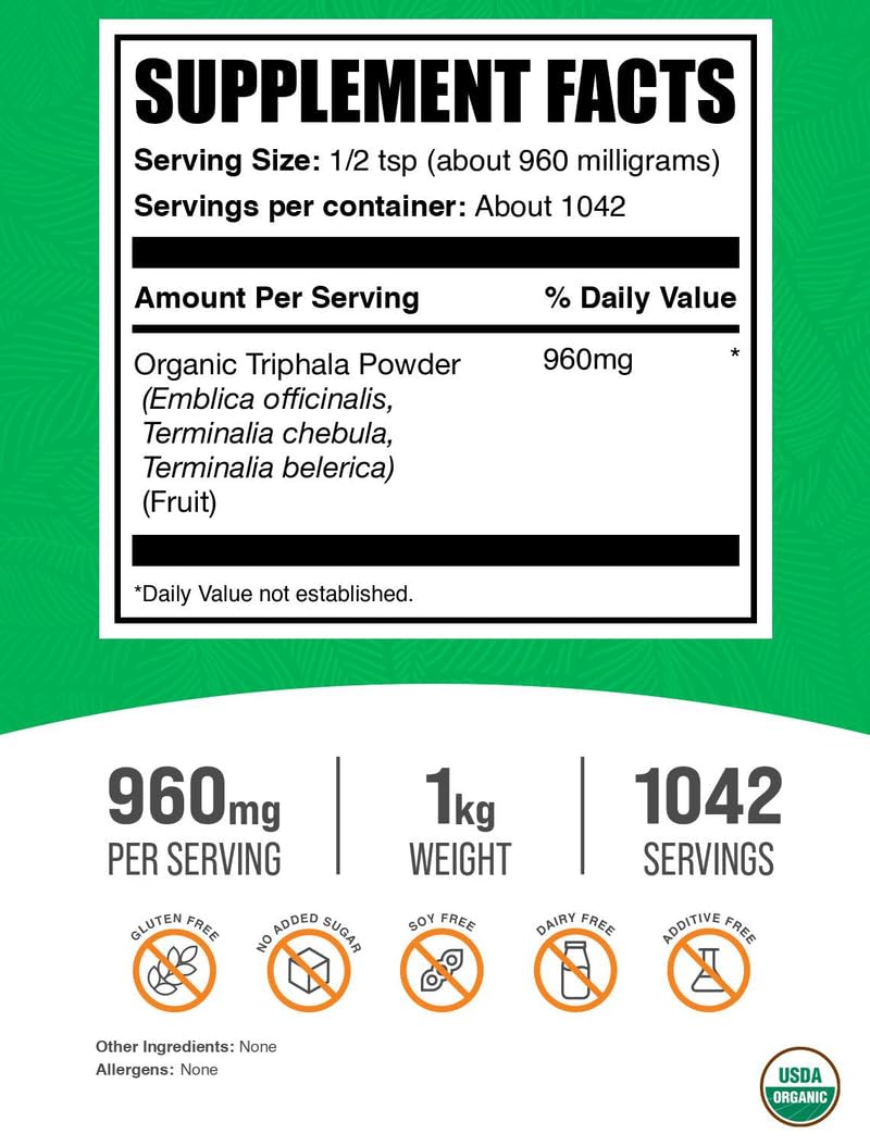 BulkSupplements Organic Triphala Powder, 35.27 oz