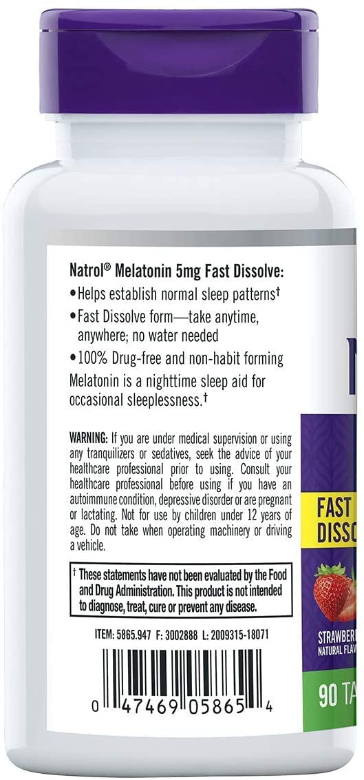 Natrol Melatonin Fast Dissolve 5 mg 90 Tablets