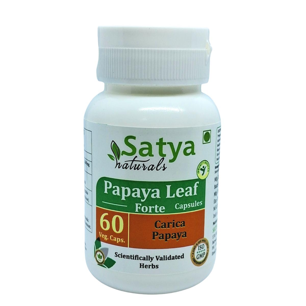 Satya Naturals Papaya Leaf Forte Capsules 500 mg, 60 Capsules