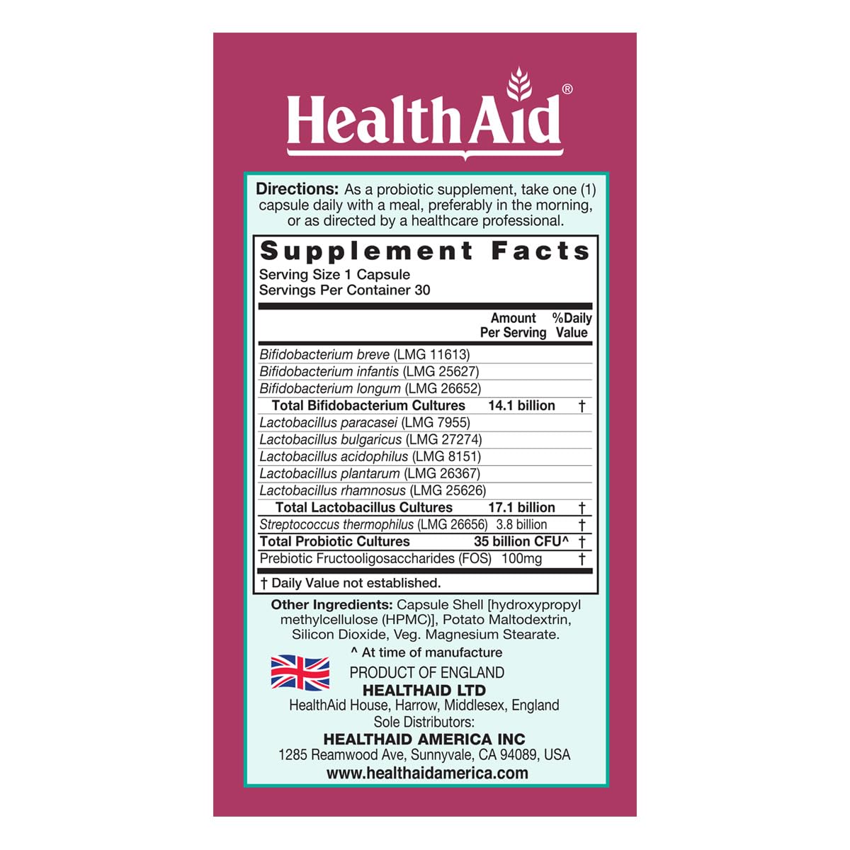 HealthAid SkinProbio Skin & Gut Probiotic Capsule, 30 Capsules