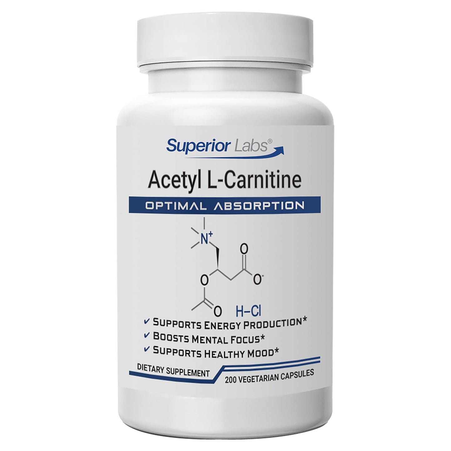 Superior Labs Acetyl L-Carnitine 500 mg Capsule, 200 Veg Caps