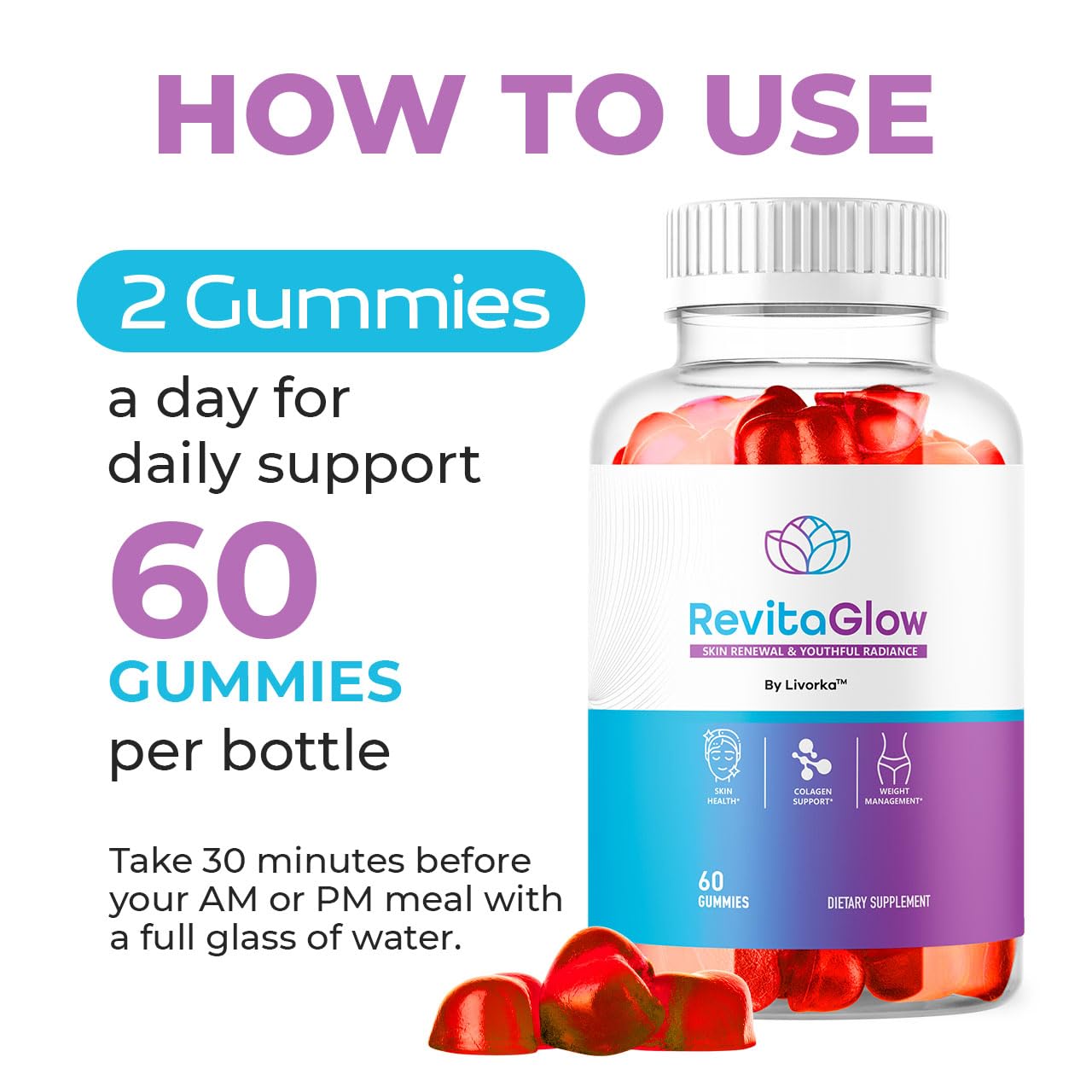 LIVORKA RevitaGlow Gummies, 120 Gummies