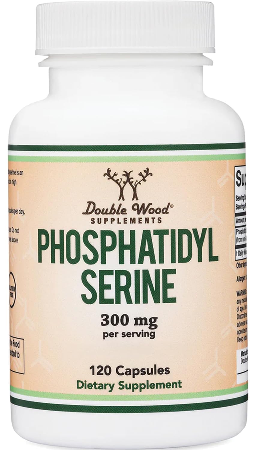 Double Wood Supplements Phosphatidylserine 300mg Memory, Focus + Cortisol Support Capsules 120 Count