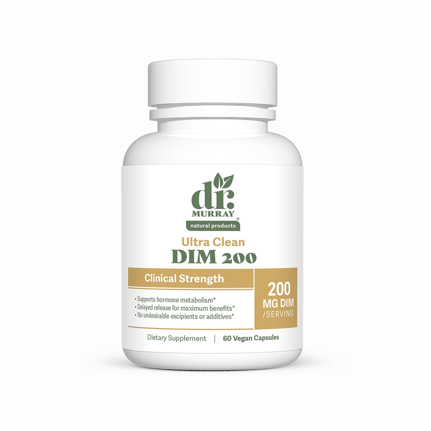 Dr. Murray Natural Products Ultra Clean DIM 200 mg & BioPerine Vegan Capsules - Delayed-Release, 120 Count