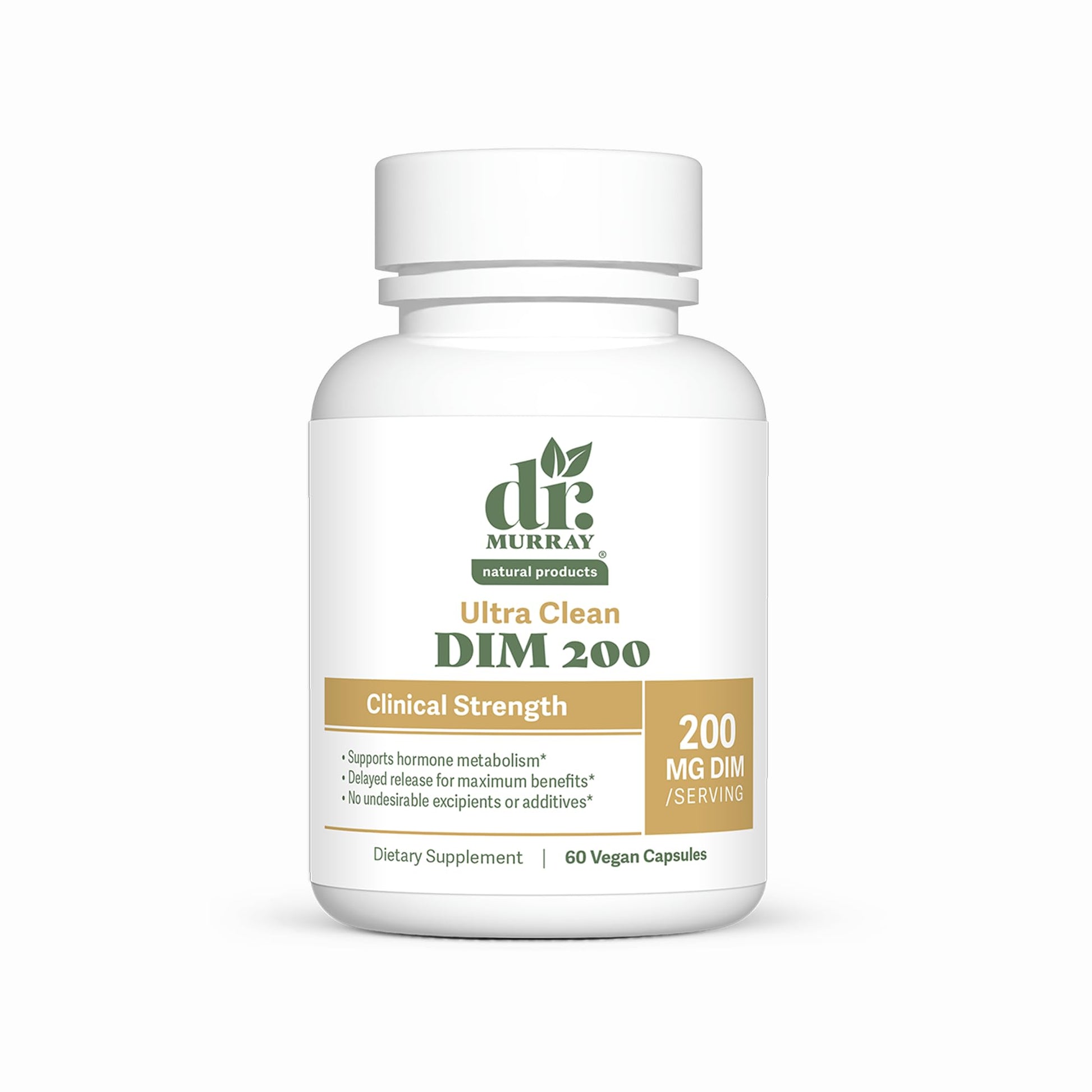Dr. Murray Natural Products Ultra Clean DIM 200 mg & BioPerine Vegan Capsules - Delayed-Release, 120 Count