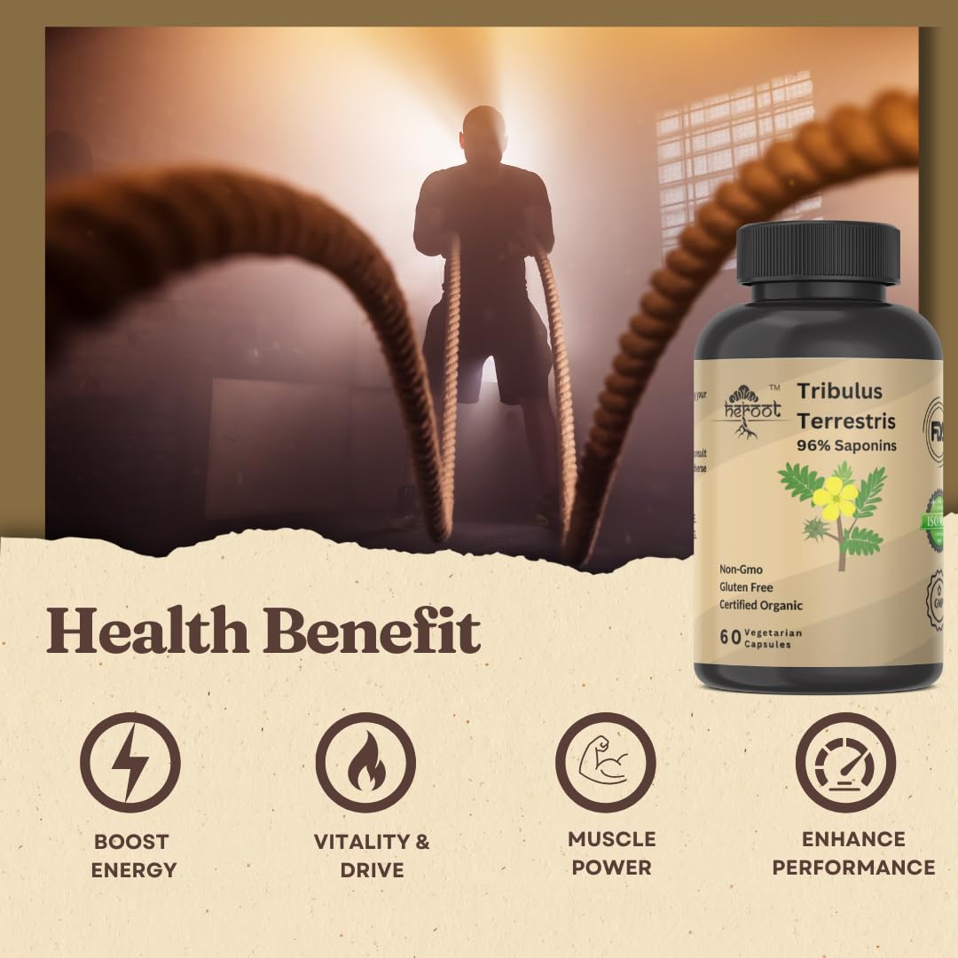 Heroot Tribulus Terrestris Supplement for Men & Women Capsules 60 Count
