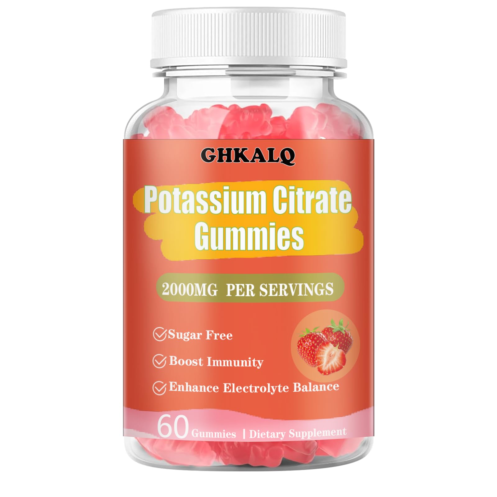GHKALQ Potassium Citrate Gummies 2000mg 60 Count