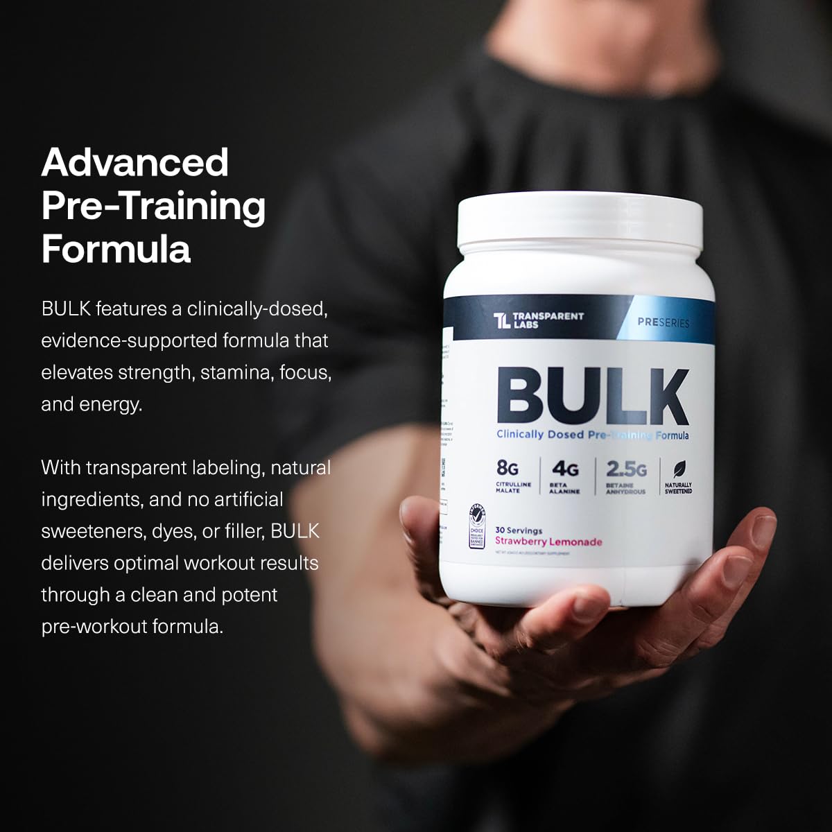 Transparent Labs Bulk Pre Workout Powder 30 Servings