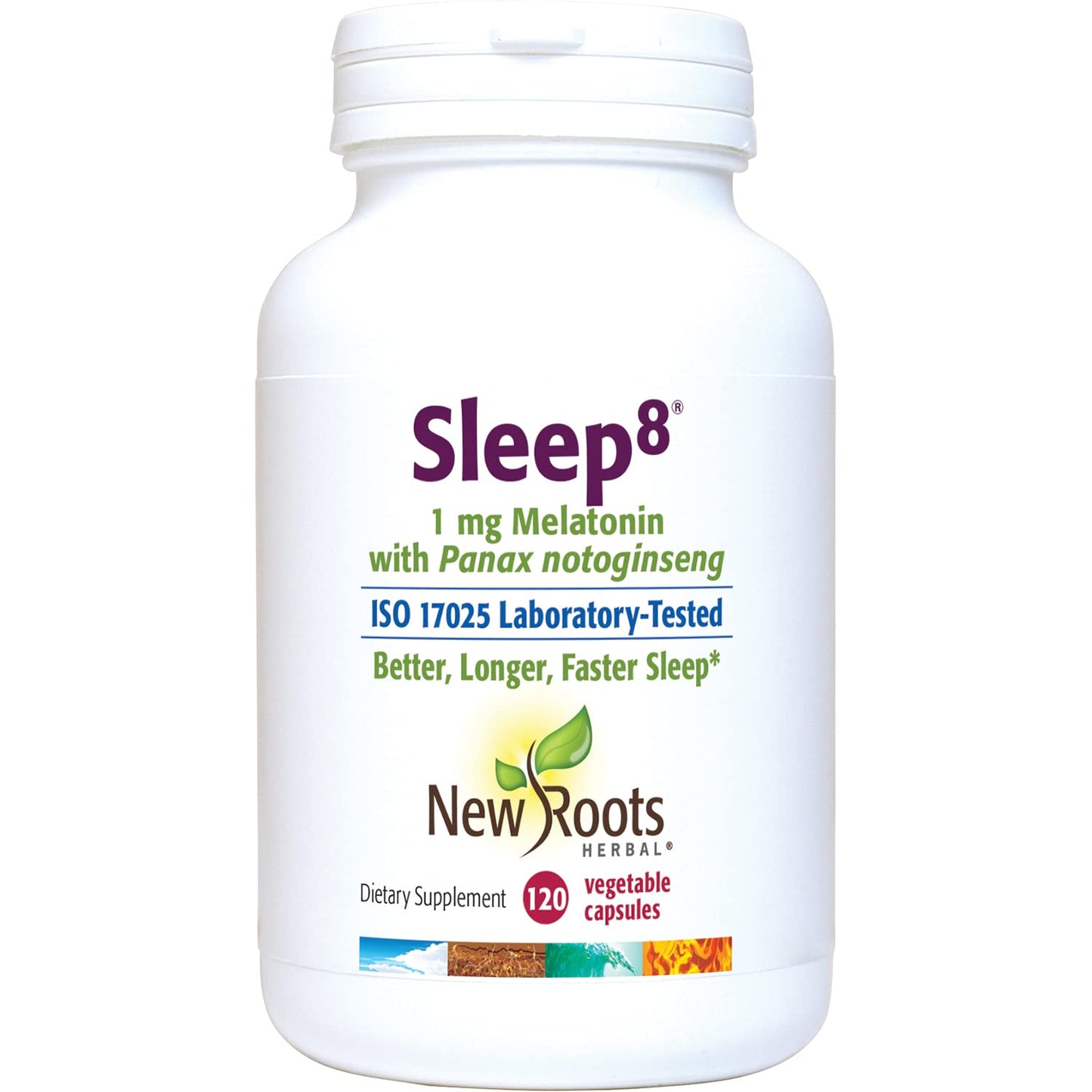 New Roots Herbal Herbal Sleep Supplement with Passion Flower, Chamomile, Hops, Panax Ginseng, Melatonin 120 Capsules